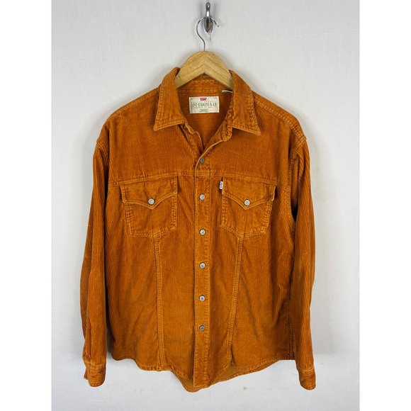 Levi's Other - Vintage 80s Levis Corduroy Shirt Mens M White Tab Burnt Orange Rust Hong Kong